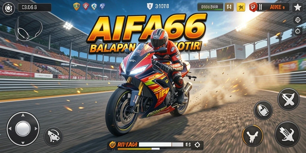 Screenshot AIFA66 menampilkan aksi balapan motor yang mendebarkan.