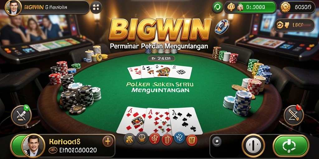 Tampilan gameplay seru dari BIGWIN dengan suasana poker yang intens.