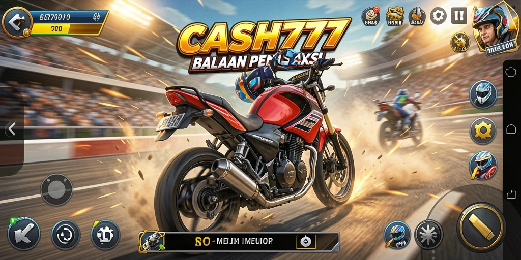 Tampilan aksi balapan motor yang mendebarkan di CASH777.