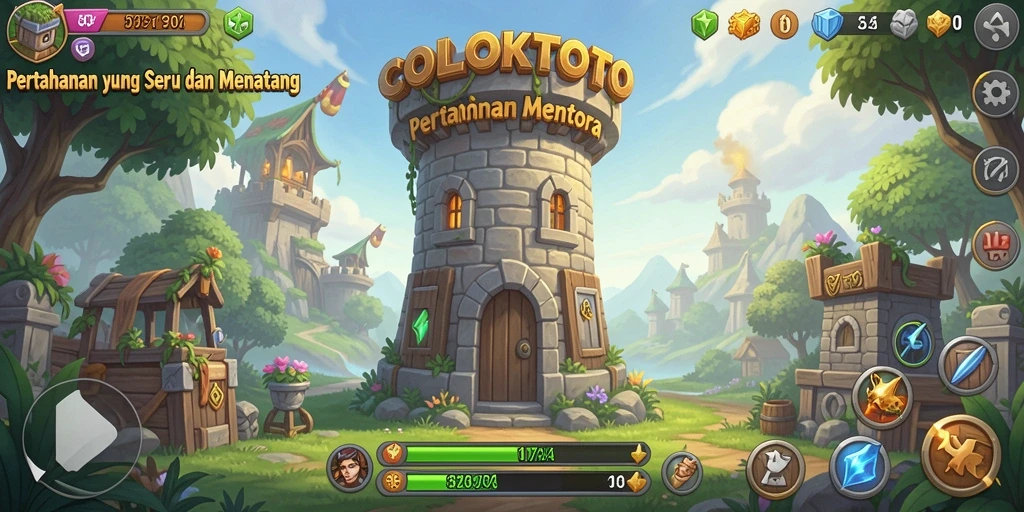 Tangkapan layar COLOKTOTO menampilkan aksi pertahanan menara yang intens.