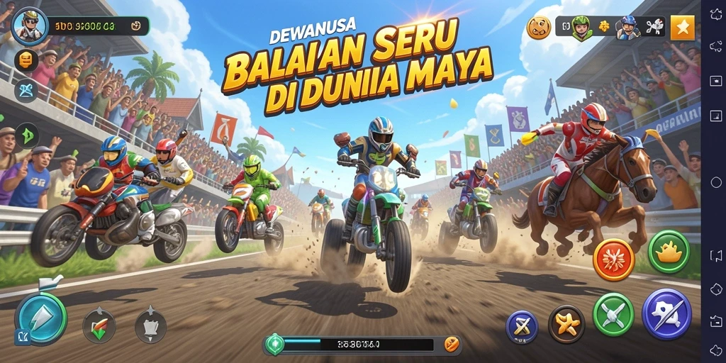 Tangkapan layar menunjukkan gameplay balapan menegangkan di DEWANUSA.