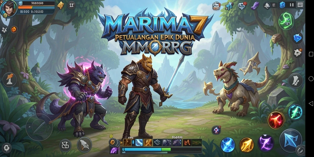Tampilan gameplay MARIMA77 dengan pertarungan RPG yang epik.