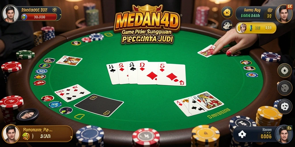Tampilan gameplay utama MEDAN4D yang penuh aksi Poker.