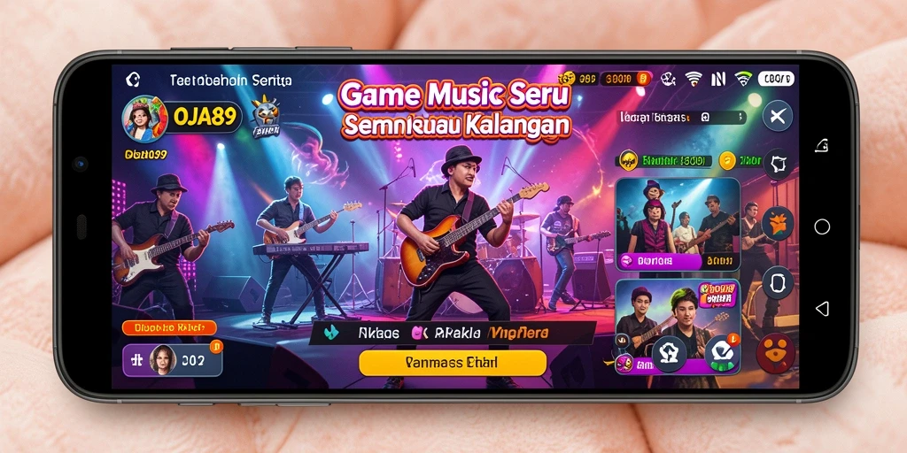 Screenshot OJA89 menampilkan gameplay seru dalam bernyanyi dan bermain musik.