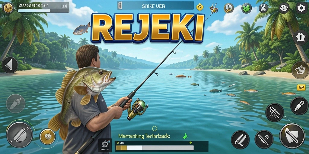 Screenshot gameplay REJEKI dengan pengalaman memancing yang menyenangkan.