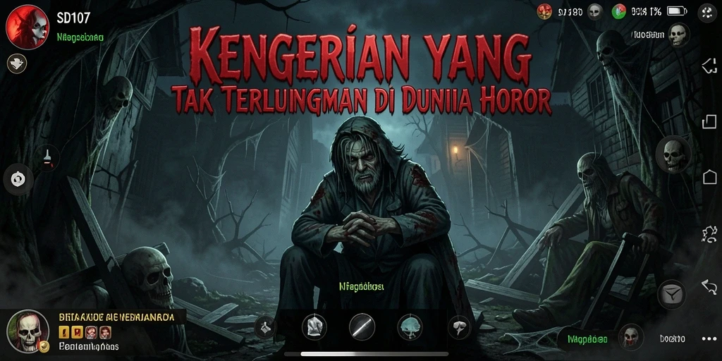Screenshot gameplay menampilkan suasana mencekam dan makhluk horor yang menyeramkan.