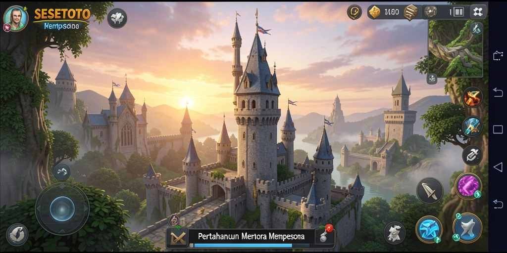 Screenshot gameplay SESETOTO menampilkan aksi menara pertahanan yang menegangkan.