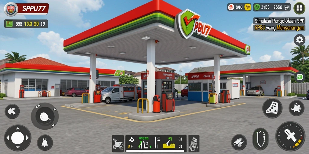 Tampilan gameplay SPBU77 yang realistis dan interaktif.