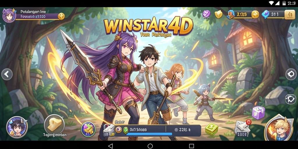 Screenshot gameplay WINSTAR4D menampilkan aksi seru karakter anime.